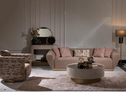 Sofa set Sofa 3 Seater Armchair Coffee table Chest of drawers Beige Fabric 5pcs
